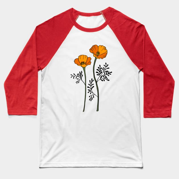 California State Flower Baseball T-Shirt by Hanatist Studio